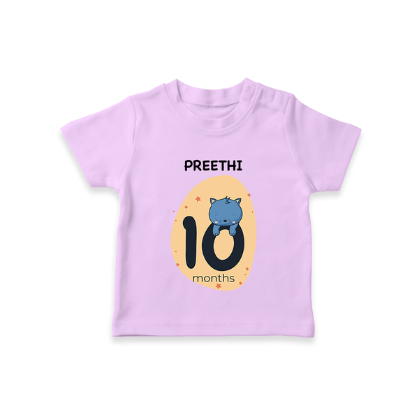Baby T-Shirt Birthday Outfit - 10th Month | Personalized T-Shirt | Cozy Cotton Fabric - LILAC - 0-5 Months Old (Chest 17")