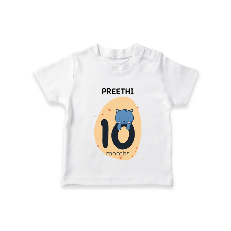 Baby T-Shirt Birthday Outfit - 10th Month | Personalized T-Shirt | Cozy Cotton Fabric - WHITE - 0-5 Months Old (Chest 17")