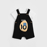 Commemorate your little one's 10th month with a customized Dungaree Set - BLACK - 0 - 5 Months Old (Chest 17")