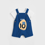 Commemorate your little one's 10th month with a customized Dungaree Set - COBALT BLUE - 0 - 5 Months Old (Chest 17")