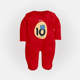 Commemorate This Special Moment With Our Bespoke Baby Sleep Suit, Perfect For 10-Month Celebration - RED - New Born (Chest 7.5")