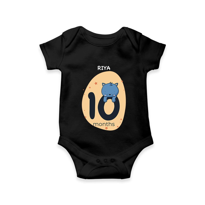 Commemorate This Special Moment With Our Bespoke Baby Romper, Perfect For 10-Month Celebration - BLACK - 0 - 3 Months Old (Chest 16")