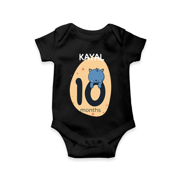 Commemorate your little one's 10th month with a customized romper - BLACK - 0 - 3 Months Old (Chest 16")