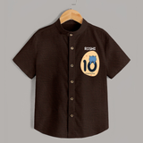 Baby Shirt Birthday Outfit - 10th Month | Personalized Shirt | Cozy Cotton Fabric - CHOCOLATE BROWN - 0 - 6 Months Old (Chest 23")