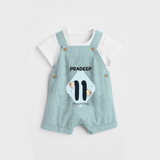 Commemorate your little one's 11th month with a customized Dungaree Set - ARCTIC BLUE - 0 - 5 Months Old (Chest 17")