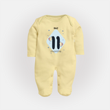 Commemorate This Special Moment With Our Bespoke Baby Sleep Suit, Perfect For 11-Month Celebration - PASTEL YELLOW - New Born (Chest 7.5")