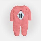 Commemorate This Special Moment With Our Bespoke Baby Sleep Suit, Perfect For 11-Month Celebration - PEACH - New Born (Chest 7.5")