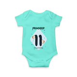 Commemorate your little one's 11th month with a customized romper - ARCTIC BLUE - 0 - 3 Months Old (Chest 16")