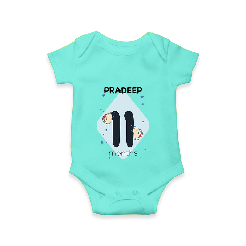 Commemorate your little one's 11th month with a customized romper - ARCTIC BLUE - 0 - 3 Months Old (Chest 16")