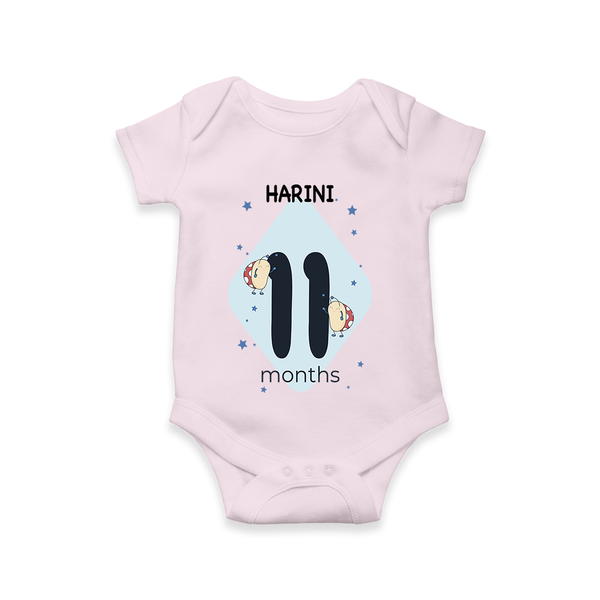 Commemorate your little one's 11th month with a customized romper - BABY PINK - 0 - 3 Months Old (Chest 16")
