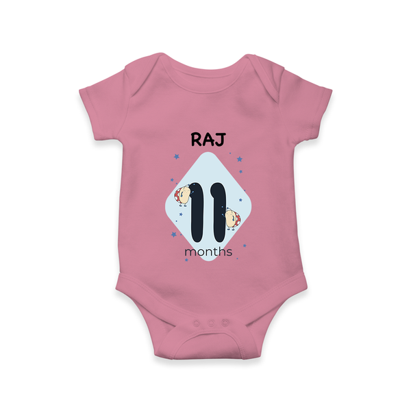 Baby Romper Birthday Outfit - 11th Month | Personalized Bodysuit | Cozy Cotton Fabric - ONION - New Born (Chest 14")