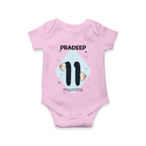 Commemorate your little one's 11th month with a customized romper - PINK - 0 - 3 Months Old (Chest 16")
