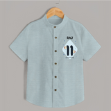 Baby Shirt Birthday Outfit - 11th Month | Personalized Shirt | Cozy Cotton Fabric - ARCTIC BLUE - 0 - 6 Months Old (Chest 23")