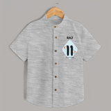 Baby Shirt Birthday Outfit - 11th Month | Personalized Shirt | Cozy Cotton Fabric - GREY - 0 - 6 Months Old (Chest 23")