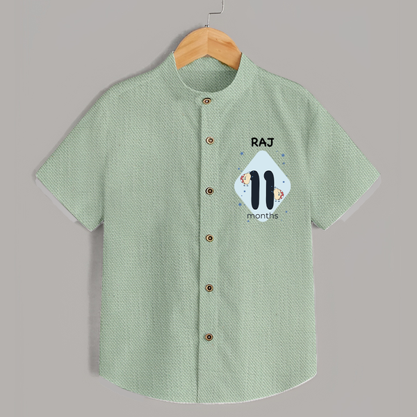Baby Shirt Birthday Outfit - 11th Month | Personalized Shirt | Cozy Cotton Fabric - MINT GREEN - 0 - 6 Months Old (Chest 23")