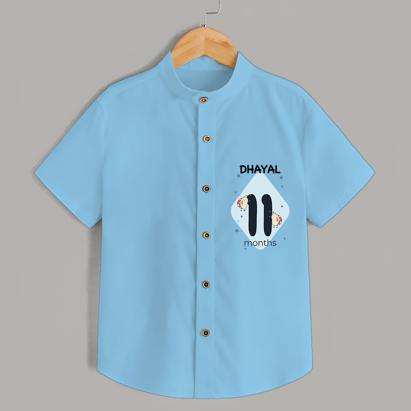 Commemorate your little one's 11th month with a customized Shirt - SKY BLUE - 0 - 6 Months Old (Chest 21")