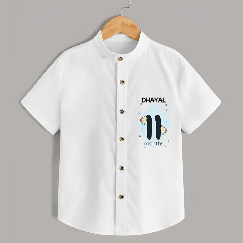 Commemorate your little one's 11th month with a customized Shirt - WHITE - 0 - 6 Months Old (Chest 21")