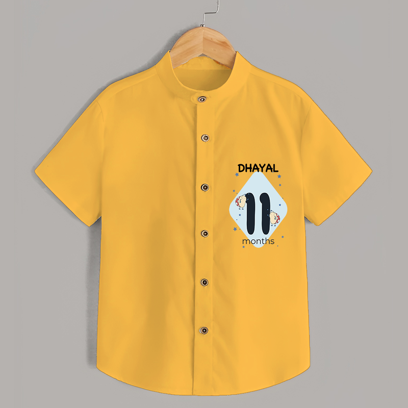 Commemorate your little one's 11th month with a customized Shirt - YELLOW - 0 - 6 Months Old (Chest 21")