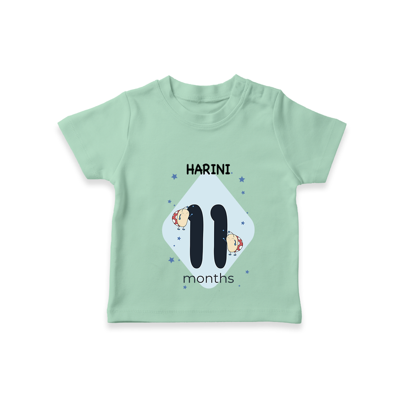 Commemorate your little one's 11th month with a customized T-Shirt - MINT GREEN - 0 - 5 Months Old (Chest 17")