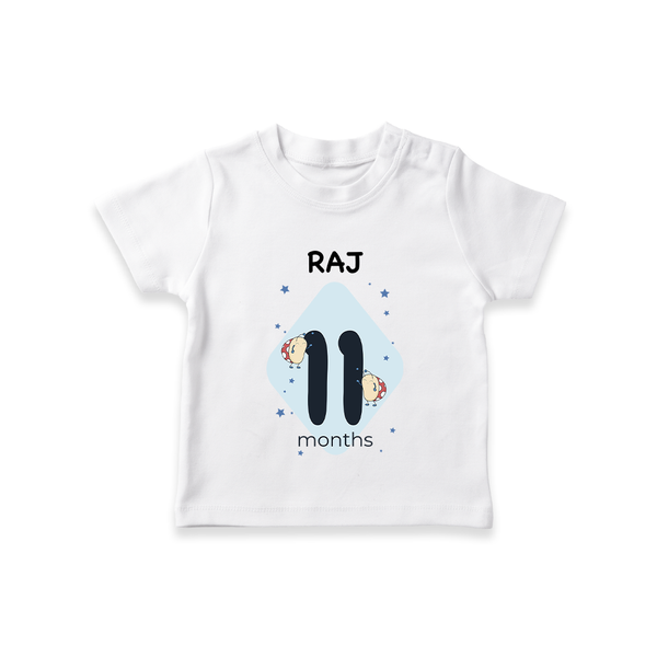 Baby T-Shirt Birthday Outfit - 11th Month | Personalized T-Shirt | Cozy Cotton Fabric - WHITE - 0-5 Months Old (Chest 17")