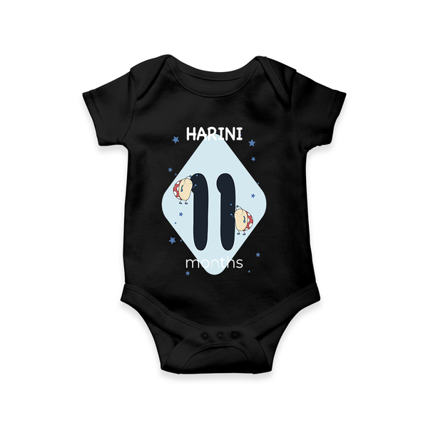 Commemorate your little one's 11th month with a customized romper - BLACK - 0 - 3 Months Old (Chest 16")