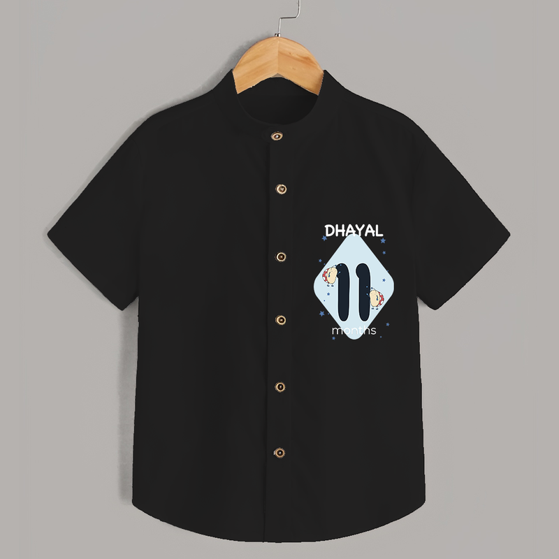 Commemorate your little one's 11th month with a customized Shirt - BLACK - 0 - 6 Months Old (Chest 21")
