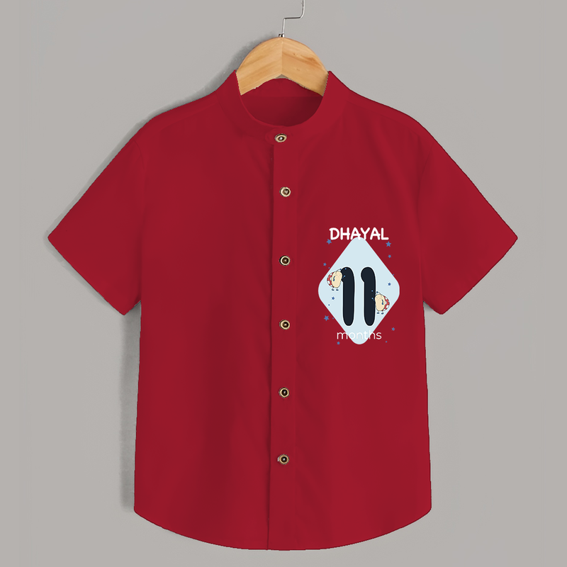 Commemorate your little one's 11th month with a customized Shirt - RED - 0 - 6 Months Old (Chest 21")