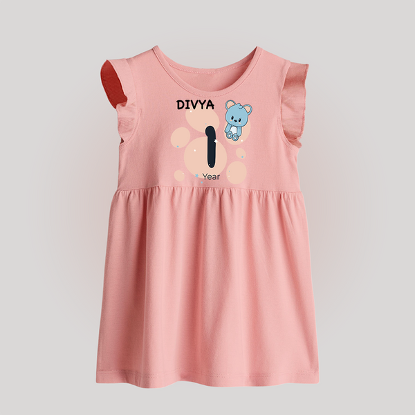 Baby Baby Frock Birthday Outfit - 1st Year | Personalized Baby Frock | Cozy Cotton Fabric - BABY PINK - 0 - 3 Months Old (Chest 17")