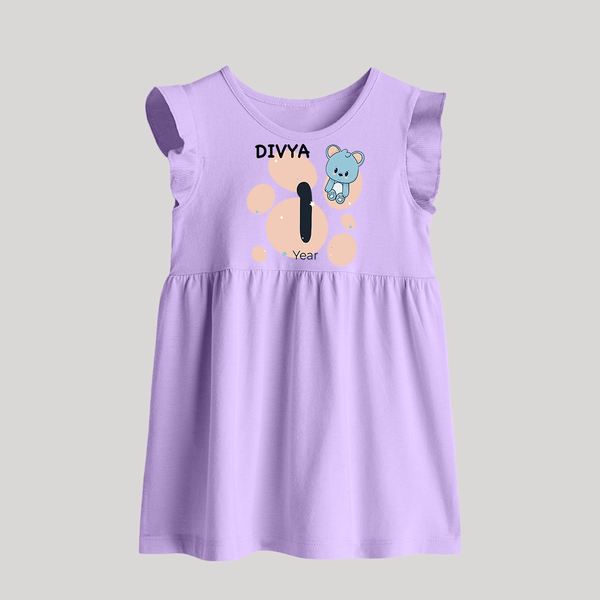 Baby Baby Frock Birthday Outfit - 1st Year | Personalized Baby Frock | Cozy Cotton Fabric - LILAC - 0 - 3 Months Old (Chest 17")