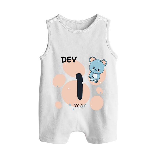 Baby Romper Suit/ Sleeveless Romper Birthday Outfit - 1st Year | Personalized Romper Suit/ Sleeveless Romper | Cozy Cotton Fabric - WHITE - 0 - 5 Months Old (Chest 18")