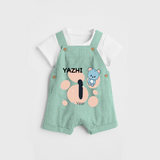 Commemorate your little one's 1st year with a customized Dungaree Set - LIGHT GREEN - 0 - 5 Months Old (Chest 17")