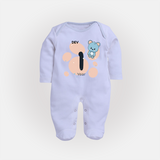 Commemorate This Special Moment With Our Bespoke Baby Sleep Suit, Perfect For 1-Year Birthday Celebration - BABY BLUE - New Born (Chest 7.5")