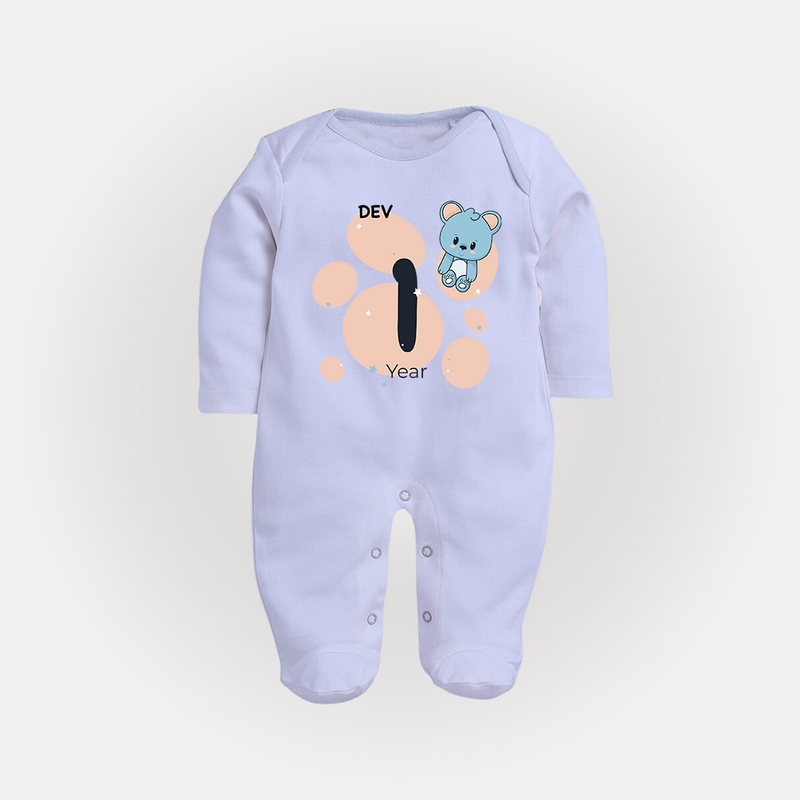 Commemorate This Special Moment With Our Bespoke Baby Sleep Suit, Perfect For 1-Year Birthday Celebration - BABY BLUE - New Born (Chest 7.5")