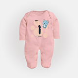 Commemorate This Special Moment With Our Bespoke Baby Sleep Suit, Perfect For 1-Year Birthday Celebration - BABY PINK - New Born (Chest 7.5")