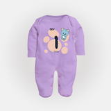 Commemorate This Special Moment With Our Bespoke Baby Sleep Suit, Perfect For 1-Year Birthday Celebration - LILAC - New Born (Chest 7.5")