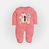 Commemorate This Special Moment With Our Bespoke Baby Sleep Suit, Perfect For 1-Year Birthday Celebration - PEACH - New Born (Chest 7.5")