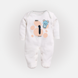 Commemorate This Special Moment With Our Bespoke Baby Sleep Suit, Perfect For 1-Year Birthday Celebration - WHITE - New Born (Chest 7.5")