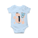 Commemorate This Special Moment With Our Bespoke Baby Romper, Perfect For 1-Year Birthday Celebration - BABY BLUE - 0 - 3 Months Old (Chest 16")