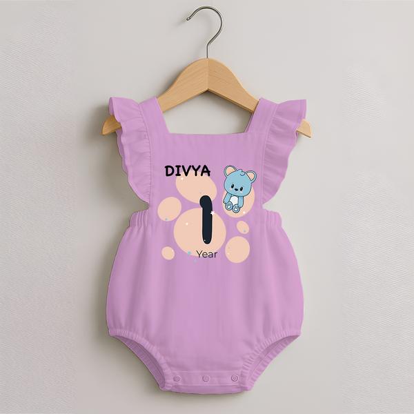 Baby Romper Frock Birthday Outfit - 1st Year | Personalized Romper Frock | Cozy Cotton Fabric - BABY PINK - 0 - 3 Months Old (Chest 19")