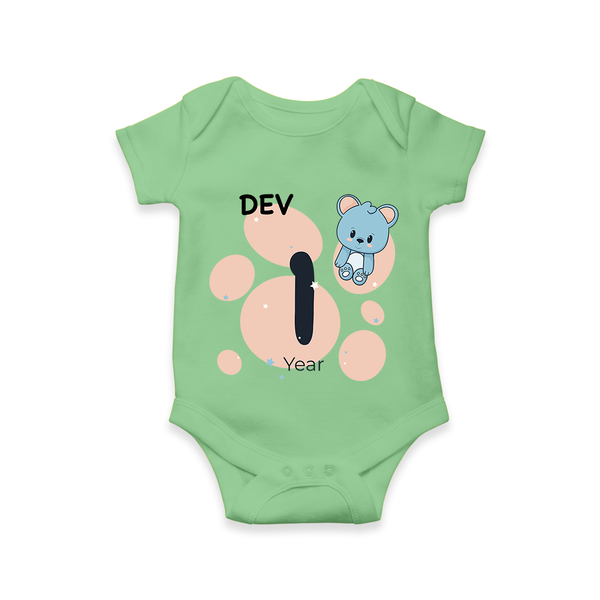 Baby Romper Birthday Outfit - 1 Year | Personalized Bodysuit | Cozy Cotton Fabric - GREEN - New Born (Chest 14")