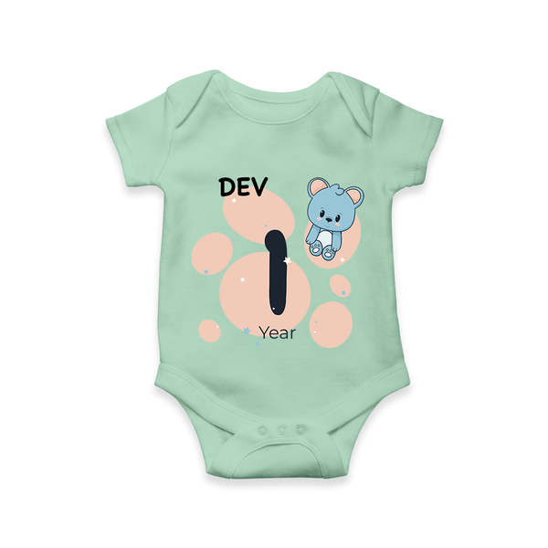 Baby Romper Birthday Outfit - 1 Year | Personalized Bodysuit | Cozy Cotton Fabric - MINT GREEN - New Born (Chest 14")