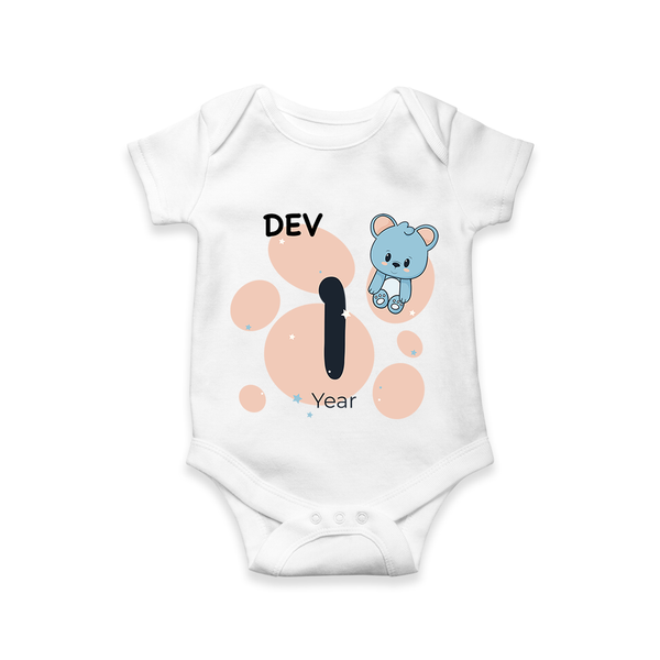 Baby Romper Birthday Outfit - 1 Year | Personalized Bodysuit | Cozy Cotton Fabric - WHITE - New Born (Chest 14")