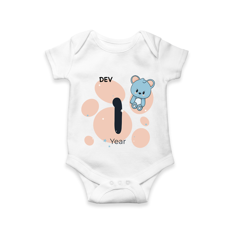 Commemorate This Special Moment With Our Bespoke Baby Romper, Perfect For 1-Year Birthday Celebration - WHITE - 0 - 3 Months Old (Chest 16")