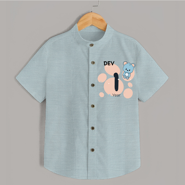 Baby Shirt Birthday Outfit - 1st Year | Personalized Shirt | Cozy Cotton Fabric - ARCTIC BLUE - 0 - 6 Months Old (Chest 23")
