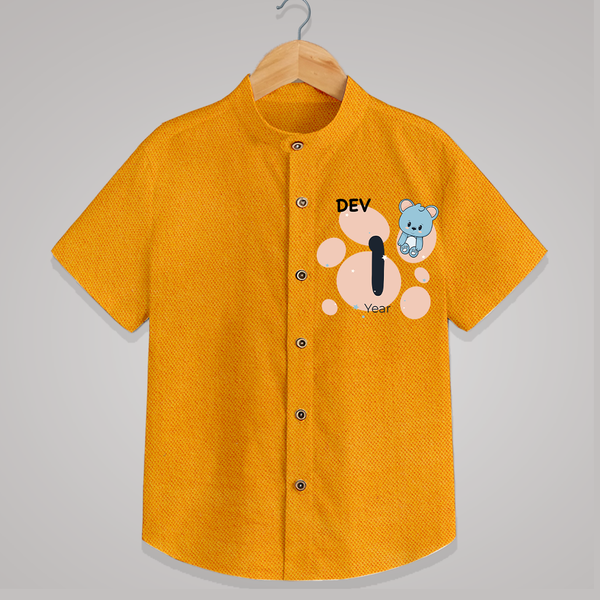 Baby Shirt Birthday Outfit - 1st Year | Personalized Shirt | Cozy Cotton Fabric - CHROME YELLOW - 0 - 6 Months Old (Chest 23")