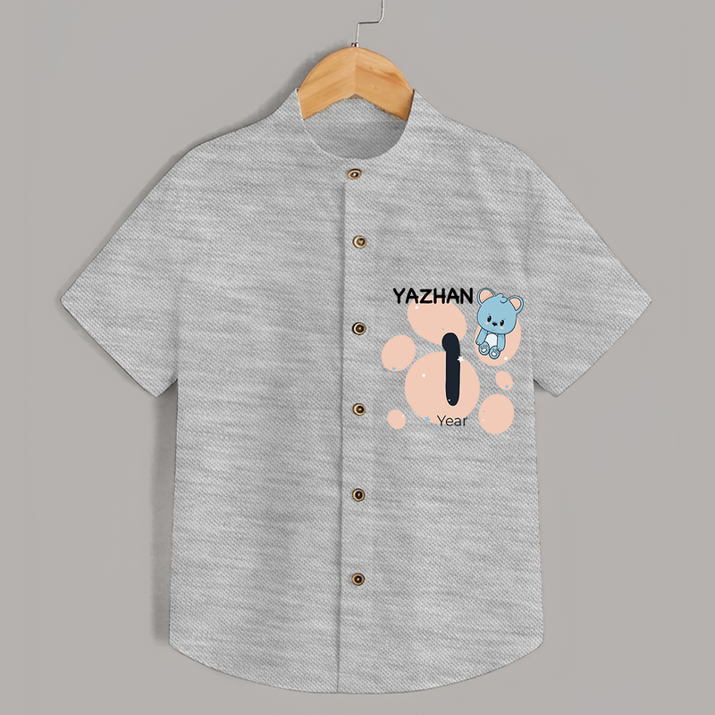 Commemorate your little one's 1st Year with a customized Shirt - GREY MELANGE - 0 - 6 Months Old (Chest 21")