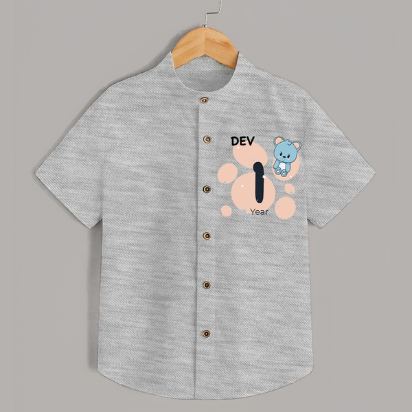 Baby Shirt Birthday Outfit - 1st Year | Personalized Shirt | Cozy Cotton Fabric - GREY - 0 - 6 Months Old (Chest 23")