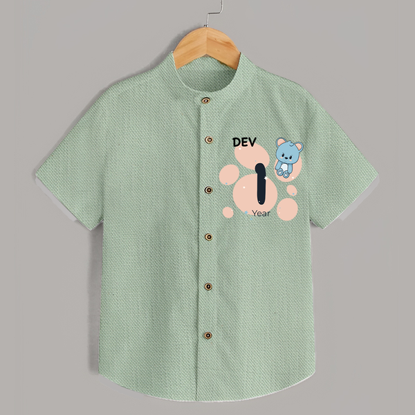 Baby Shirt Birthday Outfit - 1st Year | Personalized Shirt | Cozy Cotton Fabric - MINT GREEN - 0 - 6 Months Old (Chest 23")