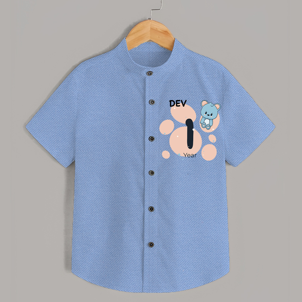 Baby Shirt Birthday Outfit - 1st Year | Personalized Shirt | Cozy Cotton Fabric - SKY BLUE - 0 - 6 Months Old (Chest 23")
