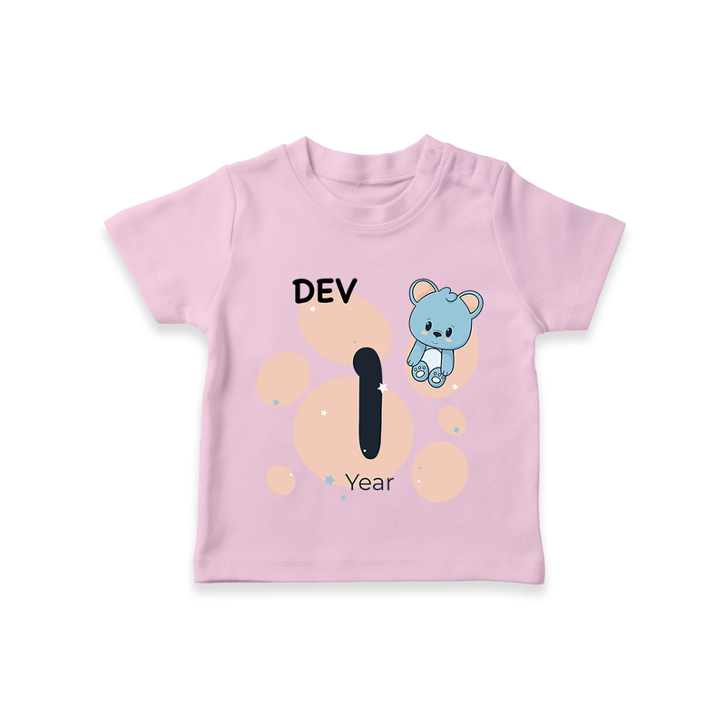 Baby T-Shirt Birthday Outfit - 1st Year | Personalized T-Shirt | Cozy Cotton Fabric - BABY PINK - 0-5 Months Old (Chest 17")